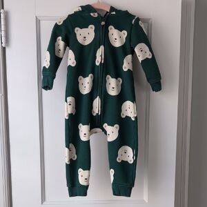 Green Bear Print Kids One Piece